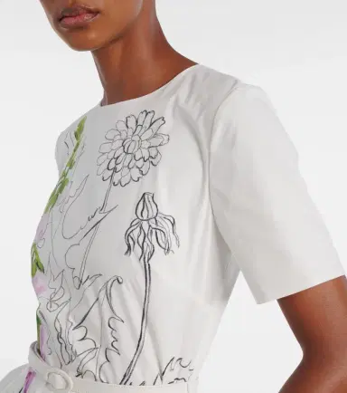 Oscar de la Renta Foxglove cotton-blend poplin midi dress | Thumbnail 3 Oscar de la Renta Foxglove cotton-blend poplin midi dress | Thumbnail 3