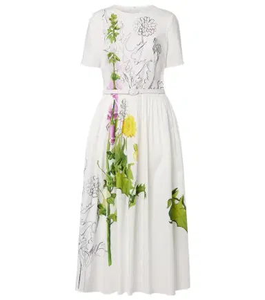 Oscar de la Renta Foxglove cotton-blend poplin midi dress | Thumbnail 1 Oscar de la Renta Foxglove cotton-blend poplin midi dress | Thumbnail 1