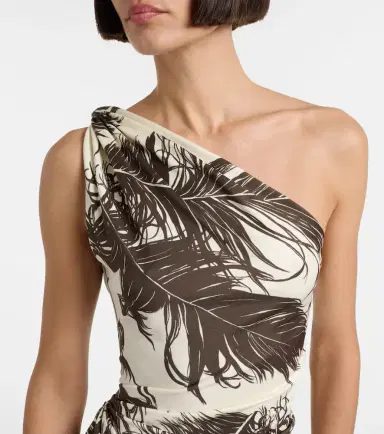 Oscar de la Renta Printed one-shoulder jersey maxi dress | Thumbnail 5