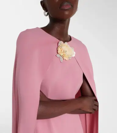 Oscar de la Renta Caped silk-blend georgette gown | Thumbnail 2 Oscar de la Renta Caped silk-blend georgette gown | Thumbnail 2