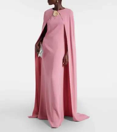 Oscar de la Renta Caped silk-blend georgette gown | Thumbnail 4 Oscar de la Renta Caped silk-blend georgette gown | Thumbnail 4