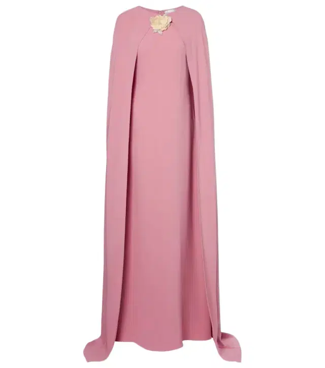 Caped silk-blend georgette gown