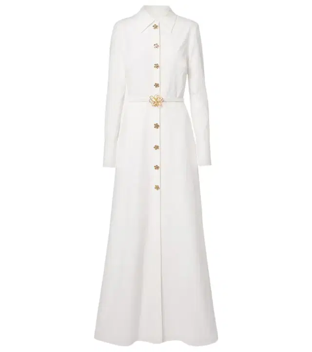 Belted cotton poplin shirt dress