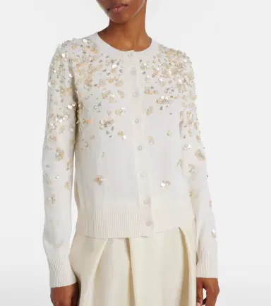 Oscar de la Renta Embroidered virgin wool cardigan | Thumbnail 4