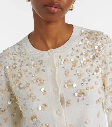 Oscar de la Renta Embroidered virgin wool cardigan | Thumbnail 5