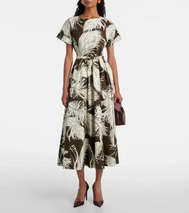Oscar de la Renta Printed cotton-blend poplin midi dress | Thumbnail 6