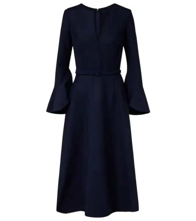 Belted wool-blend midi dress