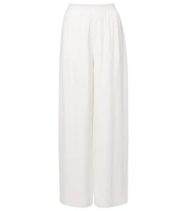 Mid-rise silk straight pants