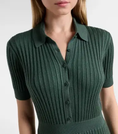 GABI Amor Knit Midi Dress in English Green Cashmere Silk | Thumbnail 2