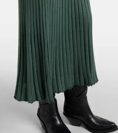 GABI Amor Knit Midi Dress in English Green Cashmere Silk | Thumbnail 3