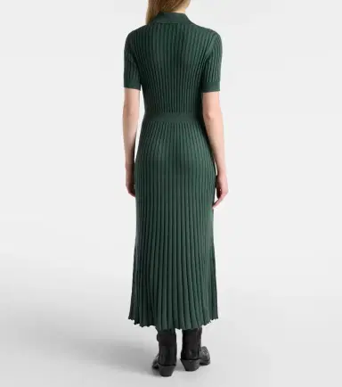 GABI Amor Knit Midi Dress in English Green Cashmere Silk | Thumbnail 4