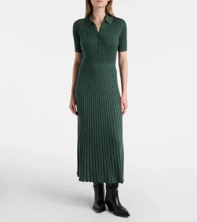 GABI Amor Knit Midi Dress in English Green Cashmere Silk | Thumbnail 5