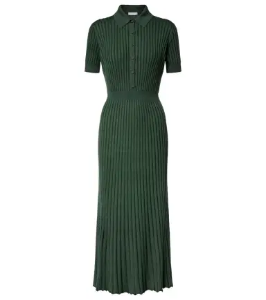 GABI Amor Knit Midi Dress in English Green Cashmere Silk | Thumbnail 1
