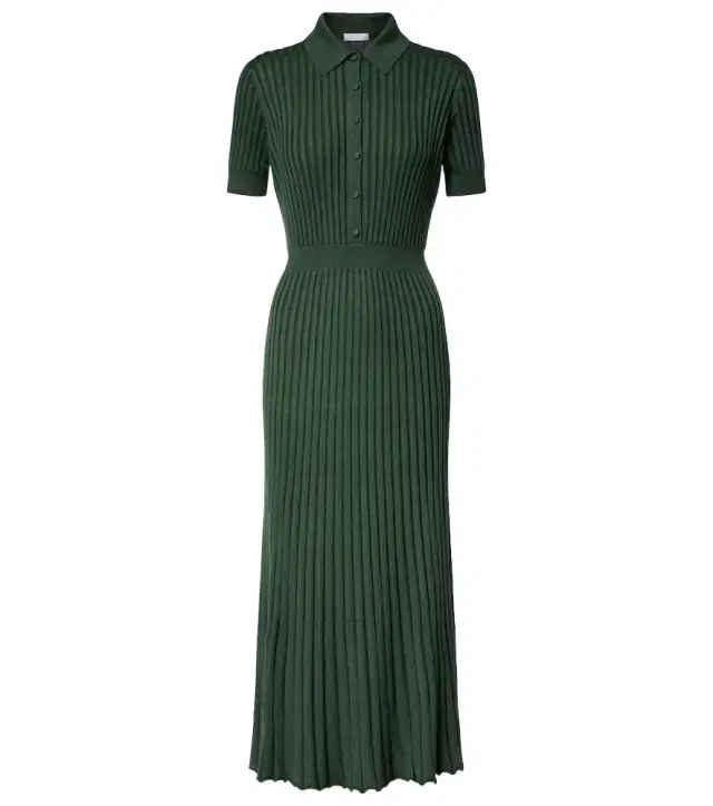 GABI Amor Knit Midi Dress in English Green Cashmere Silk