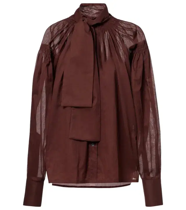 Tie-neck cotton blouse