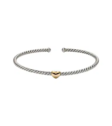 David Yurman Micro Cable Flex Heart Station 14kt gold and 925 sterling silver bracelet | Thumbnail 1
