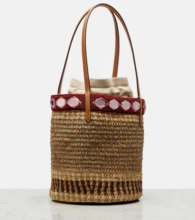 Valentino Garavani VLogo Large embellished raffia bucket bag | Thumbnail 2