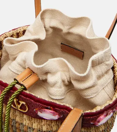 Valentino Garavani VLogo Large embellished raffia bucket bag | Thumbnail 4