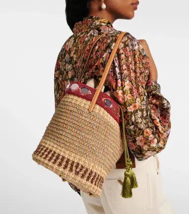 Valentino Garavani VLogo Large embellished raffia bucket bag | Thumbnail 6