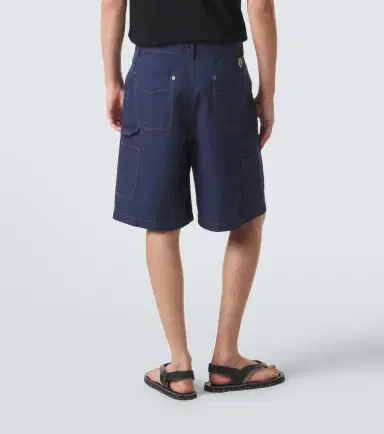 Moncler Cotton and linen gabardine shorts | Thumbnail 3