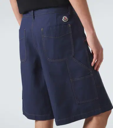 Moncler Cotton and linen gabardine shorts | Thumbnail 4