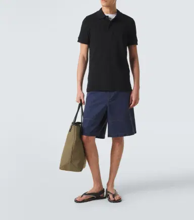 Moncler Cotton and linen gabardine shorts | Thumbnail 5