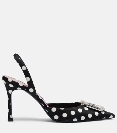 Amina Muaddi Camelia polka-dot satin slingback pumps | Thumbnail 2 Amina Muaddi Camelia polka-dot satin slingback pumps | Thumbnail 2