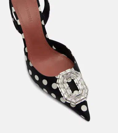 Amina Muaddi Camelia polka-dot satin slingback pumps | Thumbnail 3 Amina Muaddi Camelia polka-dot satin slingback pumps | Thumbnail 3