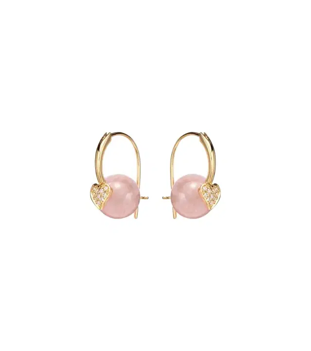 Sydney Evan 14kt gold earrings with diamonds and morganites