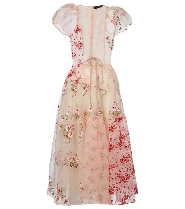 Simone Rocha Patchwork sheer organza midi dress