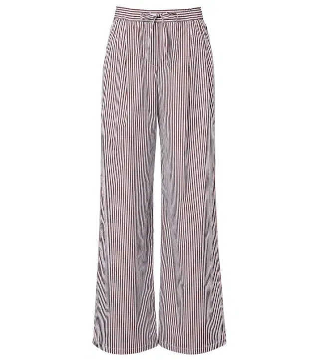 Striped cotton and silk wide-leg pants