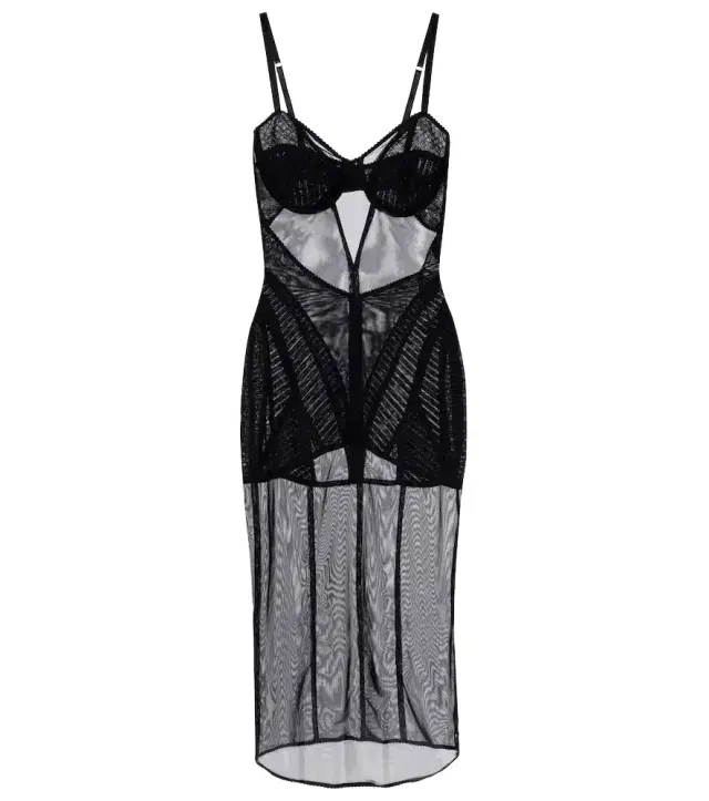 Dolce & Gabbana Ruched sheer tulle midi dress