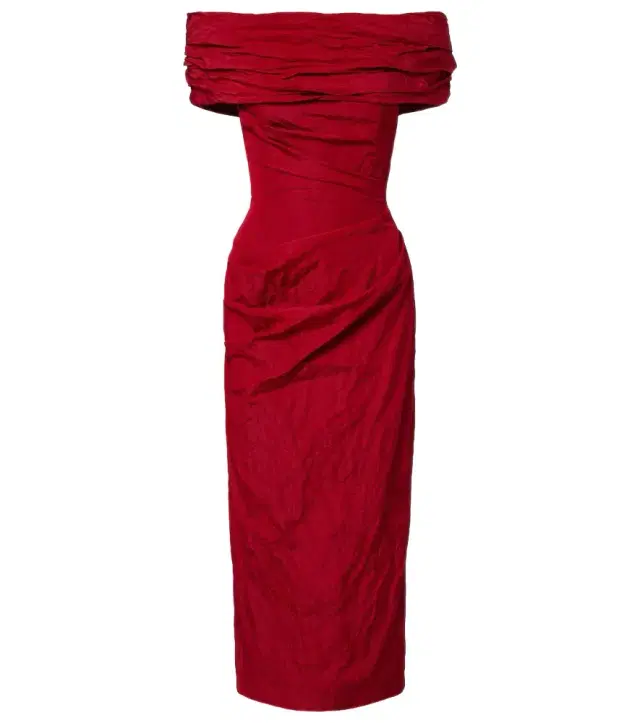 Off-shoulder draped cotton-blend midi dress