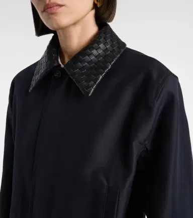 Bottega Veneta Intrecciato leather-trimmed canvas jacket | Thumbnail 2 Bottega Veneta Intrecciato leather-trimmed canvas jacket | Thumbnail 2