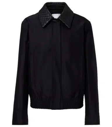 Bottega Veneta Intrecciato leather-trimmed canvas jacket | Thumbnail 1 Bottega Veneta Intrecciato leather-trimmed canvas jacket | Thumbnail 1