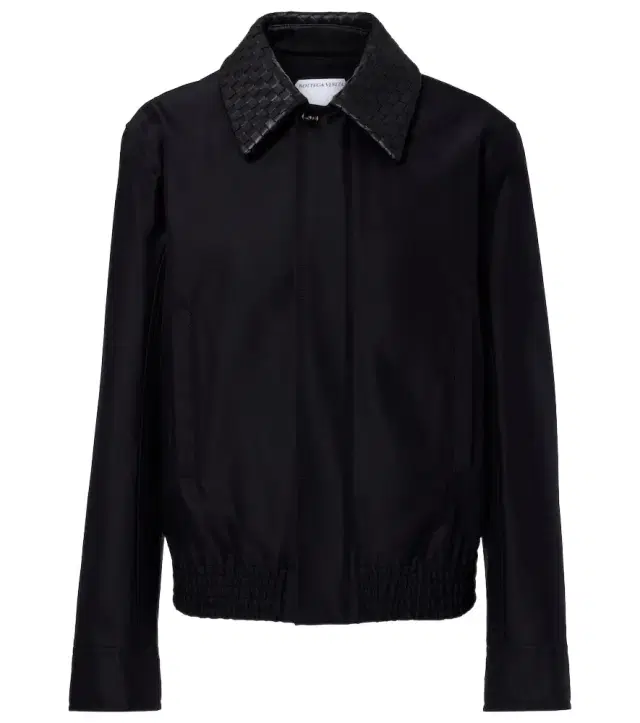 Intrecciato leather-trimmed canvas jacket