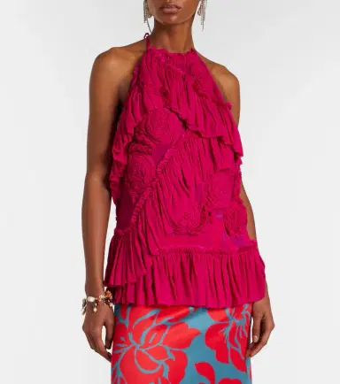 Dries Van Noten Floral-appliqué ruffled top | Thumbnail 2