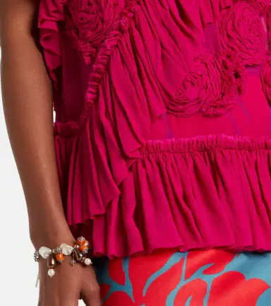 Dries Van Noten Floral-appliqué ruffled top | Thumbnail 3