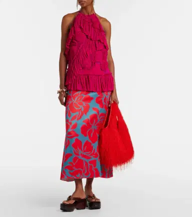 Dries Van Noten Floral-appliqué ruffled top | Thumbnail 4