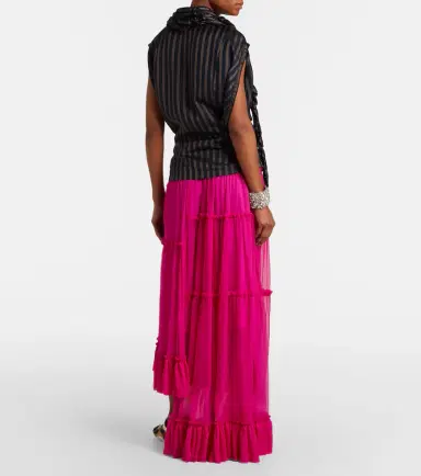 Dries Van Noten Asymmetric silk muslin skirt | Thumbnail 2
