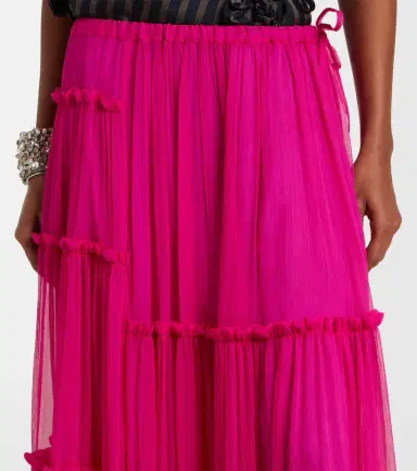 Dries Van Noten Asymmetric silk muslin skirt | Thumbnail 3