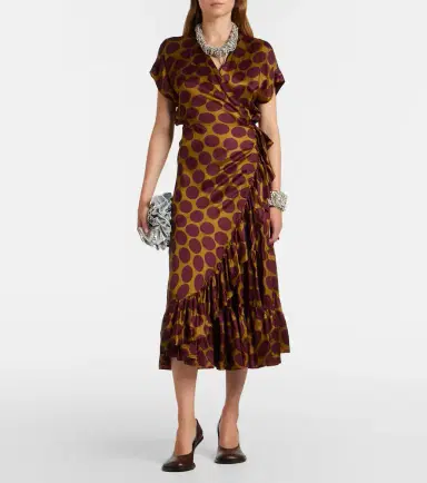 Dries Van Noten Polka-dot satin wrap dress | Thumbnail 4