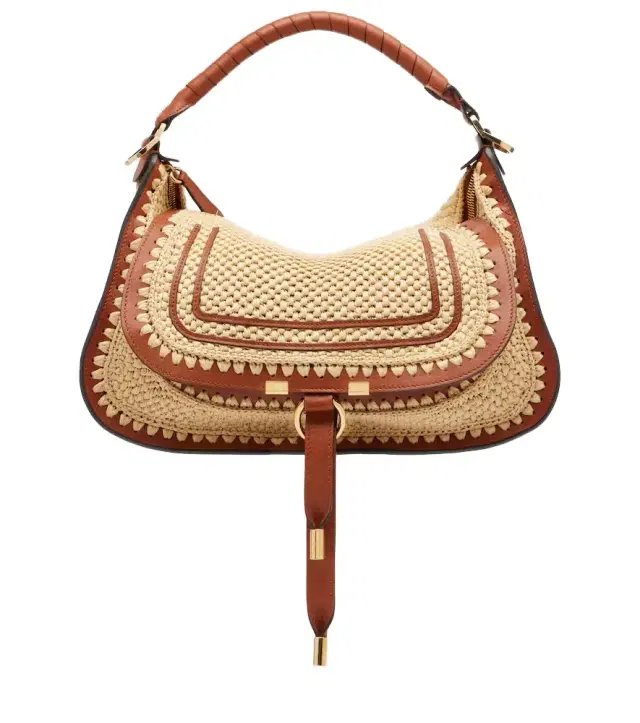 Chloe Chloé Marcie Small raffia-effect shoulder bag