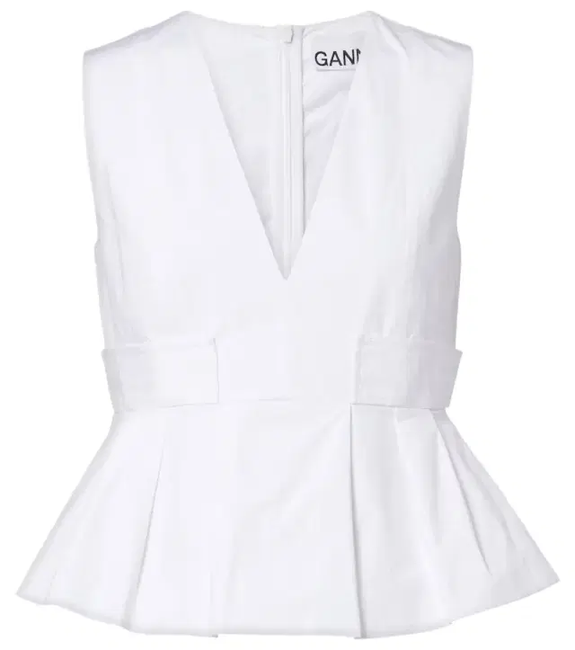 Ganni Peplum cotton-blend poplin top