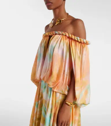 Zimmermann Luna off-shoulder printed silk chiffon gown | Thumbnail 2