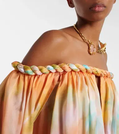 Zimmermann Luna off-shoulder printed silk chiffon gown | Thumbnail 6
