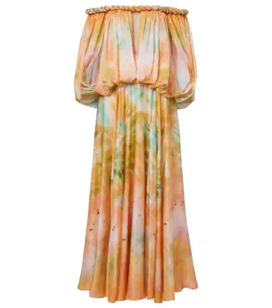 Zimmermann Luna off-shoulder printed silk chiffon gown | Thumbnail 1
