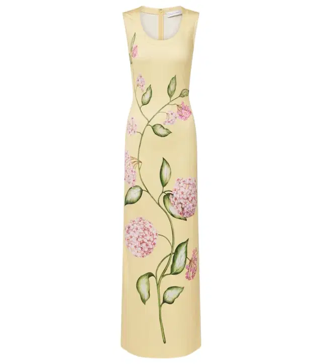 Oscar de la Renta Porcelain Flower jersey maxi dress