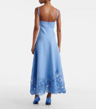 Oscar de la Renta Porcelain wool-blend guipure midi dress | Thumbnail 4