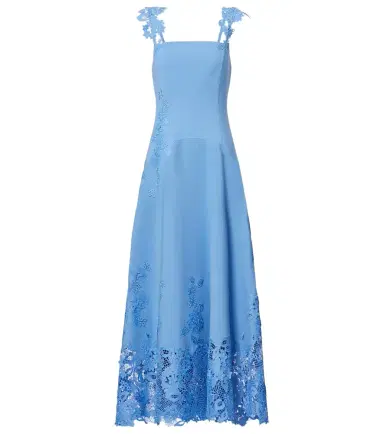 Oscar de la Renta Porcelain wool-blend guipure midi dress | Thumbnail 1
